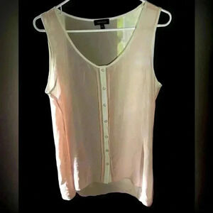 Women's Sz L VERY Sheer Pink Sleeveless Top By Spense
